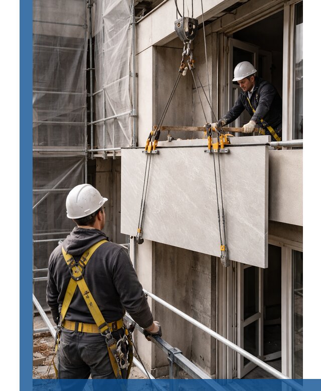 Подъем керамогранита на этаж в Переславле-Залесском грузчиками и техникой