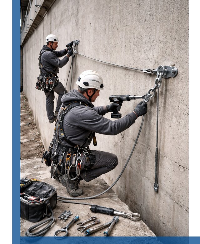 Монтаж анкерных линий высотной безопасности в Переславле-Залесском